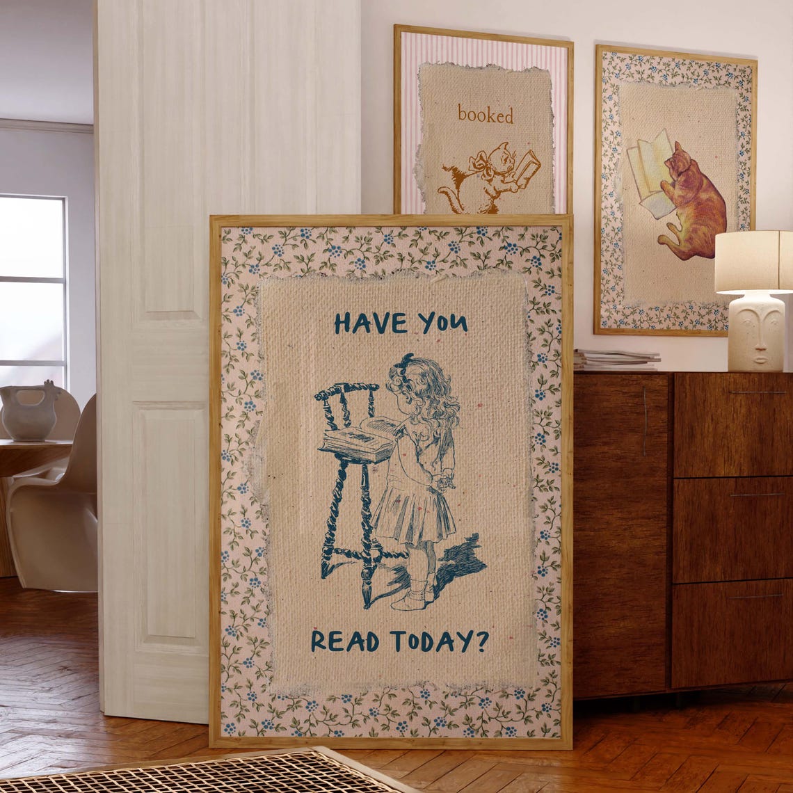 Vintage Book Art, Cute Reading Poster - Image 5