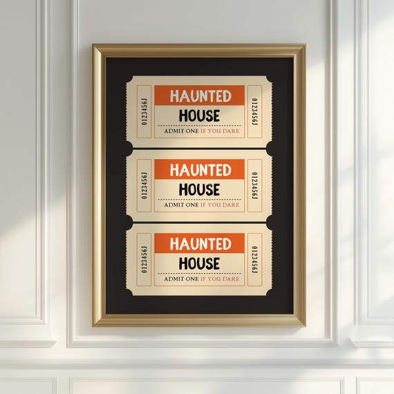 Haunted House Drink Ticket Vintage Halloween Poster