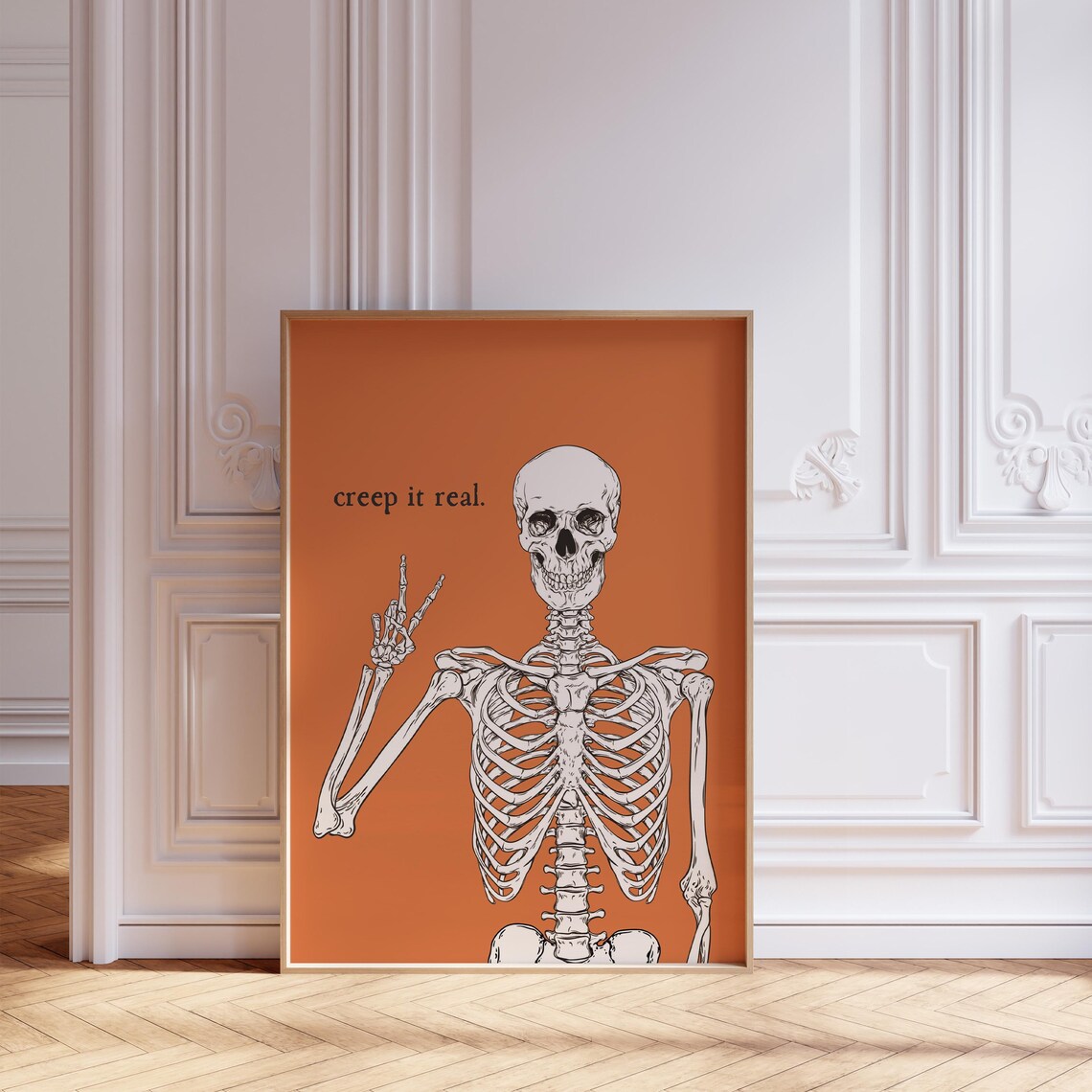 Creep It Real Skeleton, Cute Halloween Retro Spooky Decor - Image 2