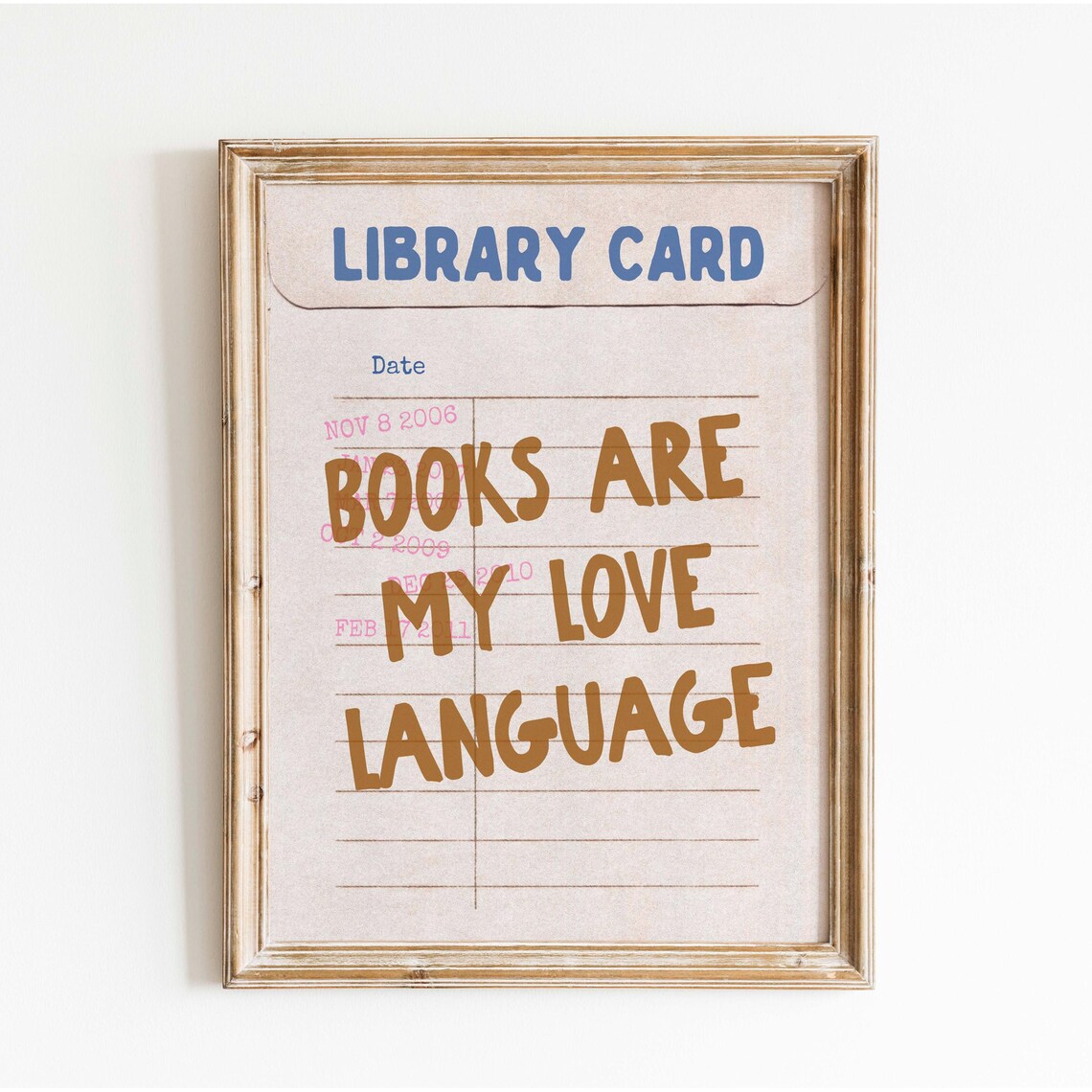 Books Are My Love Language Library Card Book Lover Art Poster - Image 3