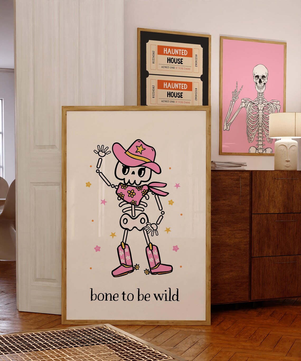 Cowgirl Halloween, Retro Skeleton Bone To Be Wild - Image 4