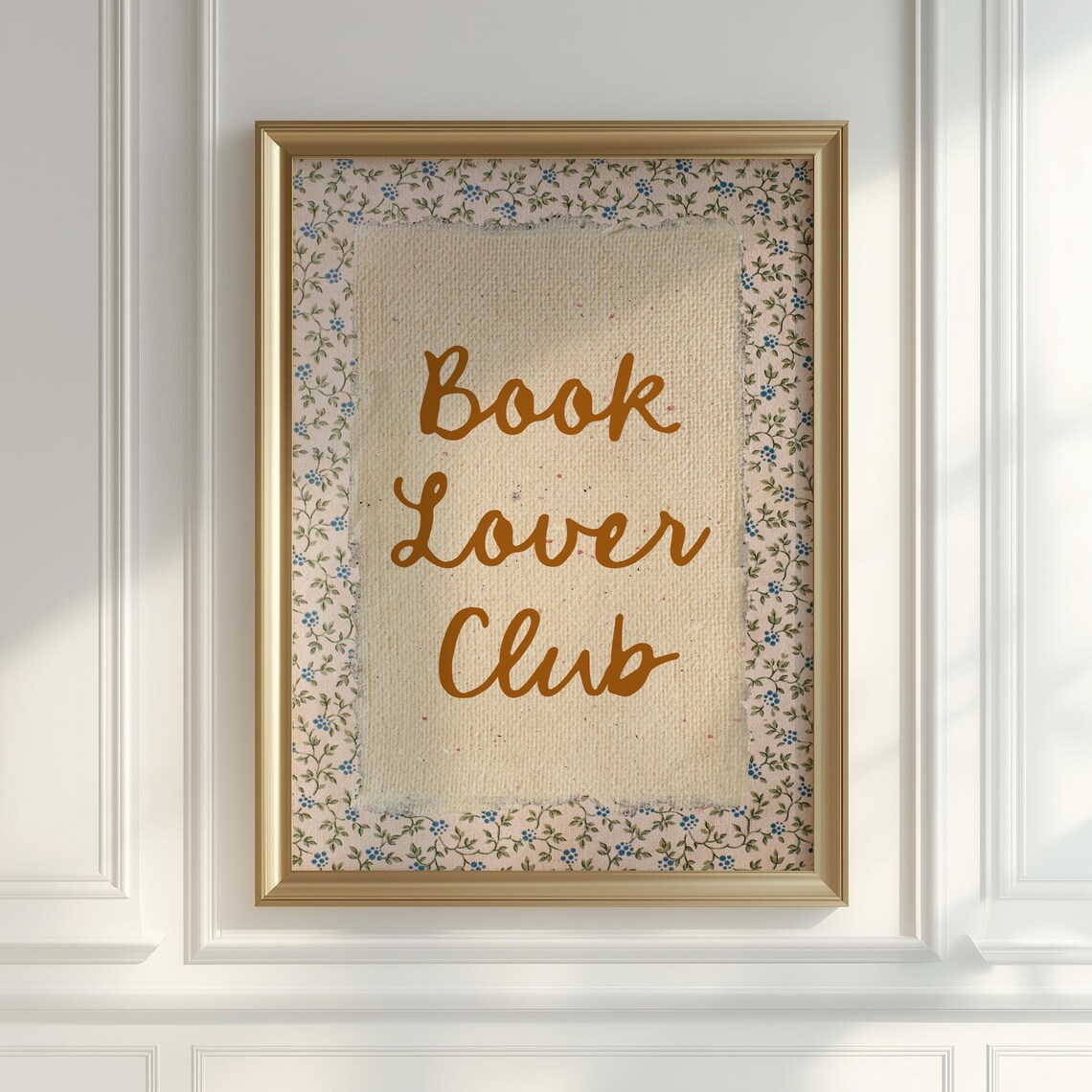 Hand-Lettered Book Lover Club Script Vintage Floral Mat Poster - Image 3