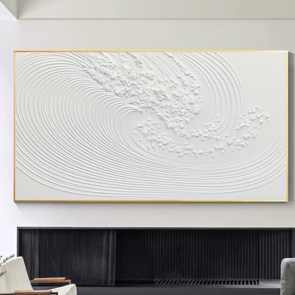 Minimalist Wave Lines, Embossed Linear Abstract