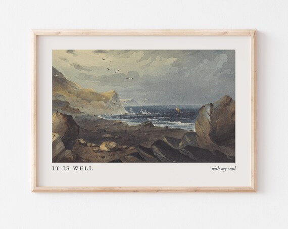It Is Well With My Soul Vintage Coastal Seascape Hymn Poster