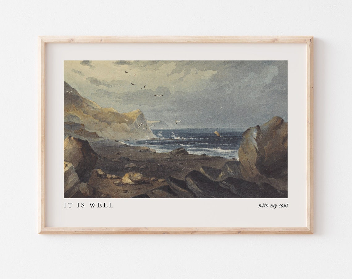 It Is Well With My Soul Vintage Coastal Seascape Hymn Poster