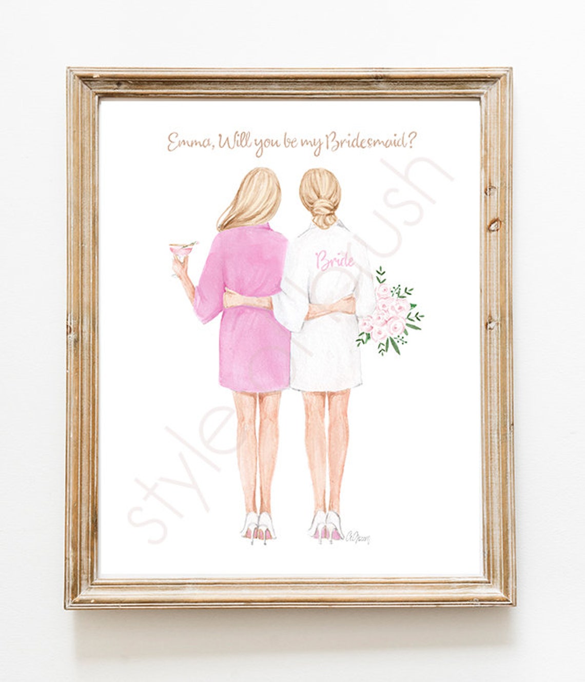 Personalized Bridesmaid Proposal Emma Will You Be My Bridesmaid Poster - Image 2