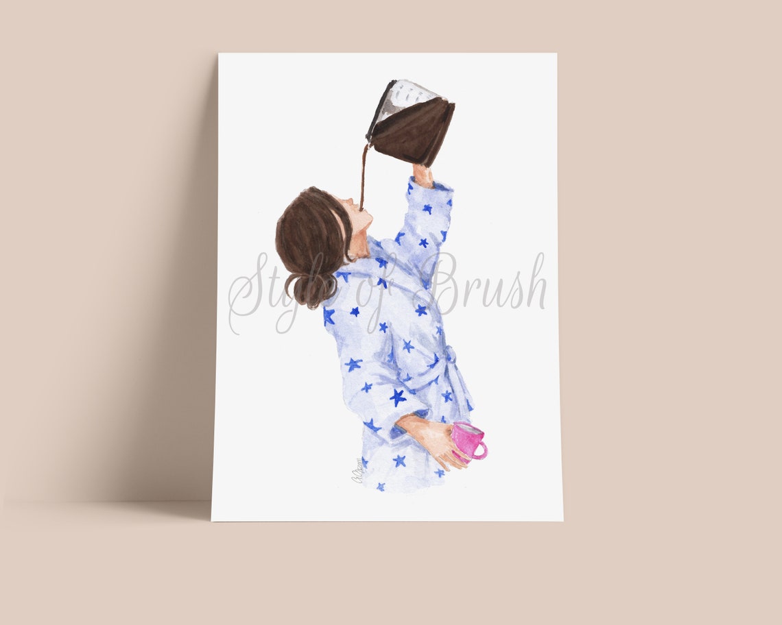 Need More Coffee Art Coffee Lover Print Art Coffee Coffee Illustration Print - Image 2