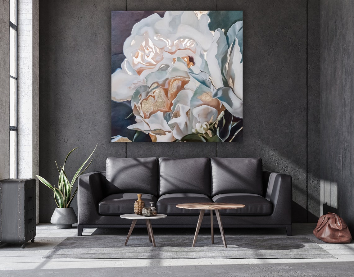 White Rose Close Up Photography Soft Blush Romantic Floral Wall Art - Image 3
