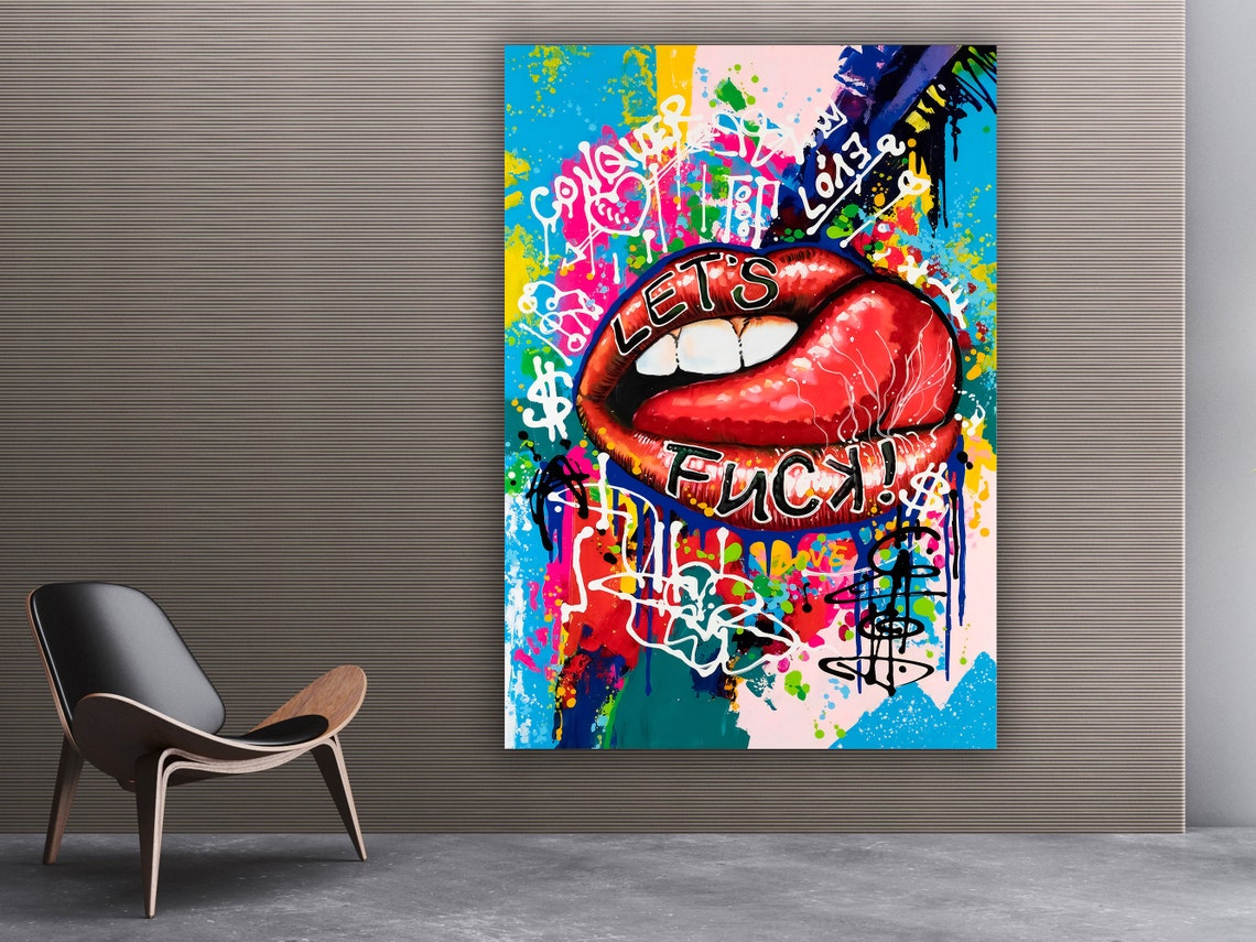 Graffiti Lip Pop Art, Lip Painting - Image 3