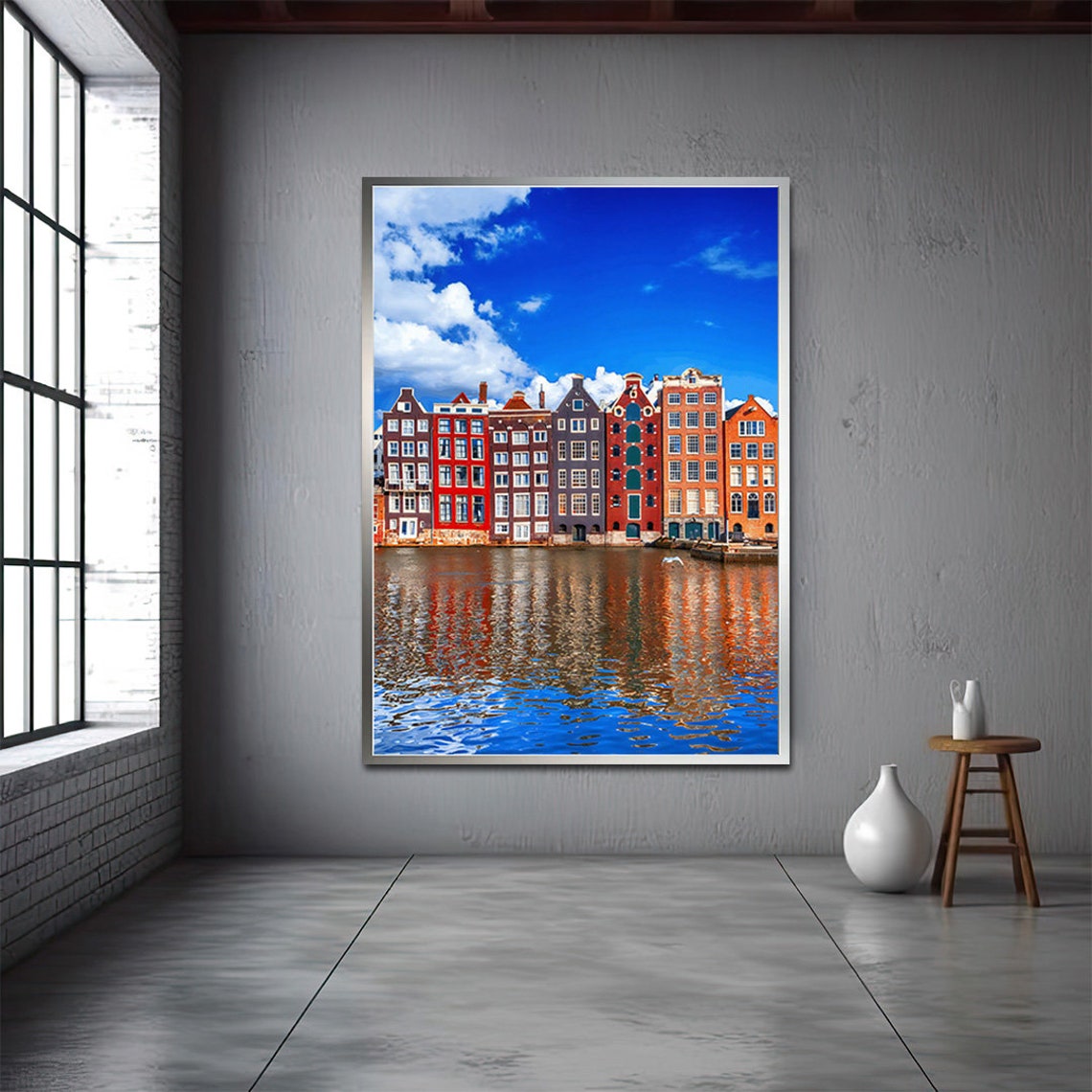 Sea Poster Painting Landscape Poster Sea Poster Home Landscape Wall Decor Colorful Houses Colorful City