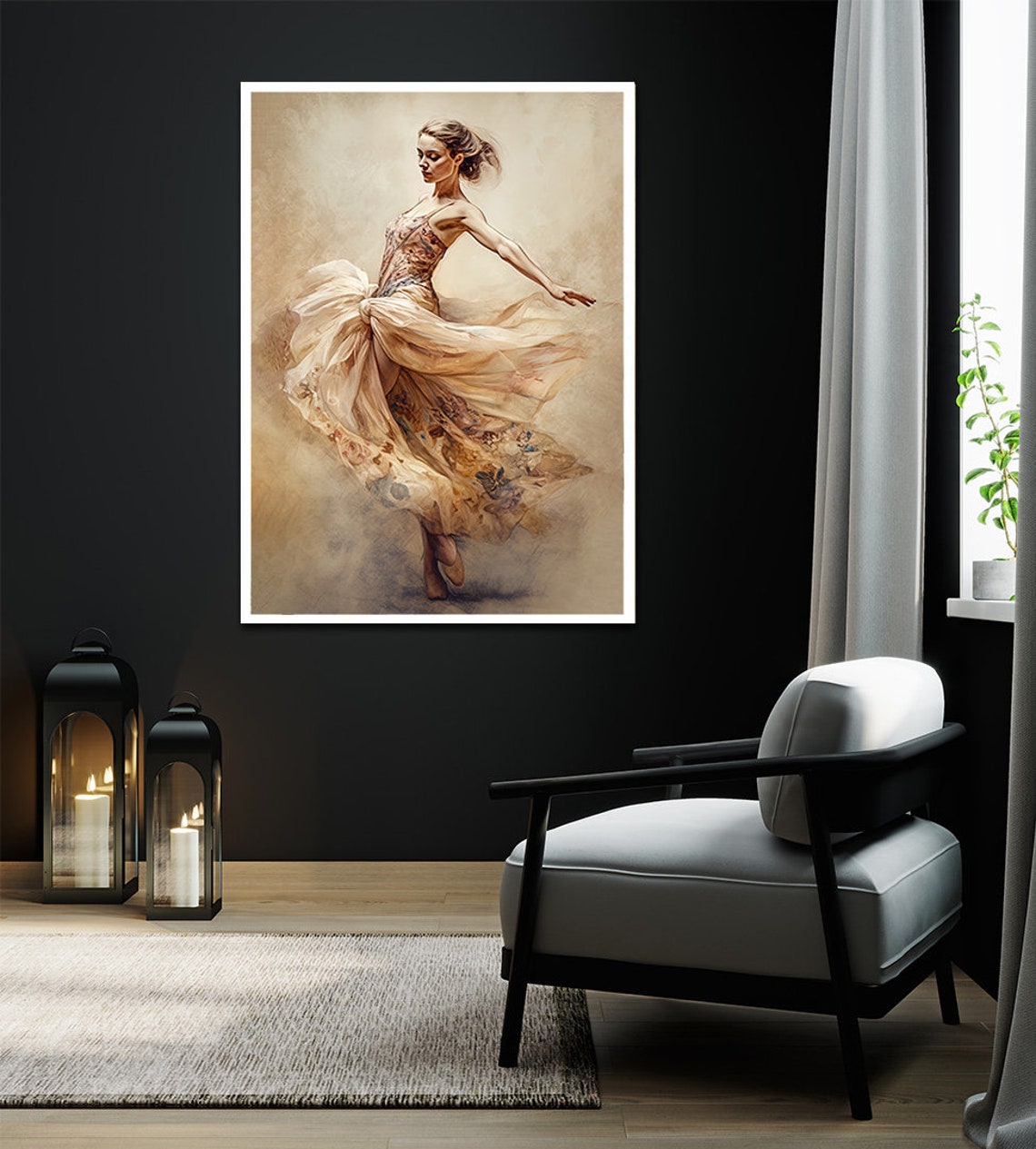Pink Ballet Woman Painting Ballet Poster Dance Woman Art Printed Painting Ballet Choreography Painting Dancing In The Air - Image 2