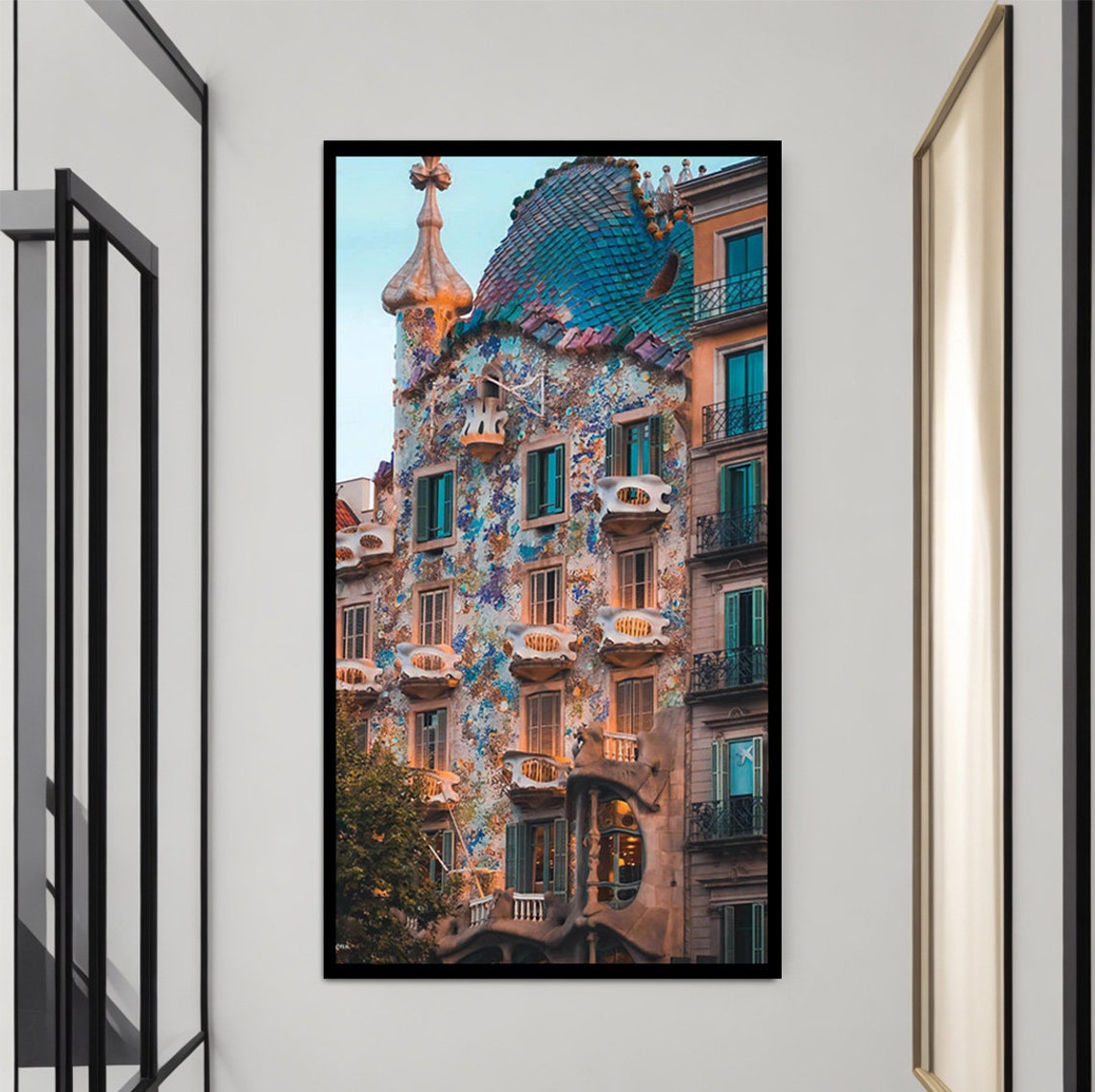 Casa Batllo Gaudi Mosaic Facade Barcelona Spain Travel Poster - Image 2