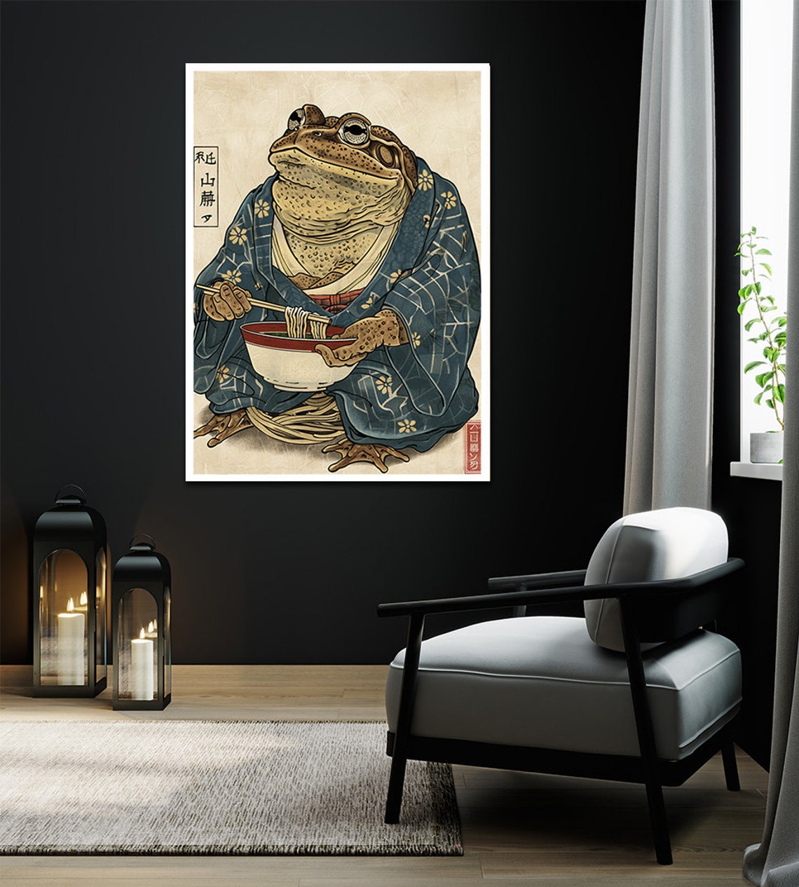 Cheerful Japanese Toad Ramen Kimono Funny Vintage Art Poster - Image 2