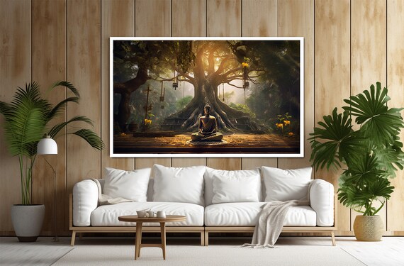 Tree Landscape Buddha Buddha Painting Buddha Art Buddhism Art Buddha Wall Art Meditation Wall Art Yoga Art