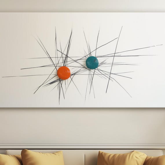 Random Lines And Circles Quirky Expressive Canvas Art Impressionistic Thought Provoking Dynamic Modern Wall Decor For Minimalist Spaces