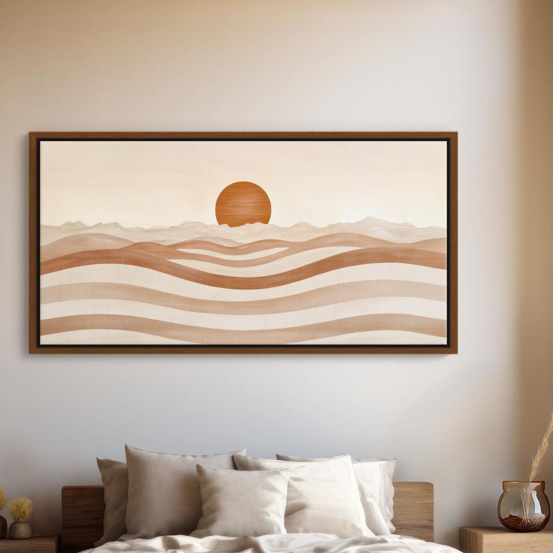 Minimalist Desert Sunset Terracotta Sun Dunes Warm Abstract Poster