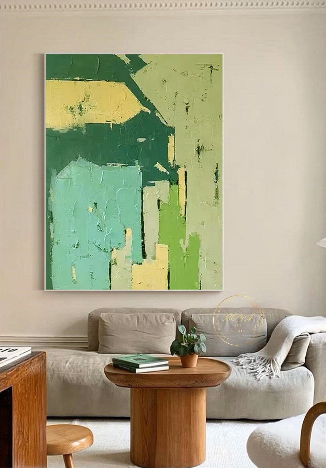 Green Abstract Painting, Textured Wall Art Print - Image 5