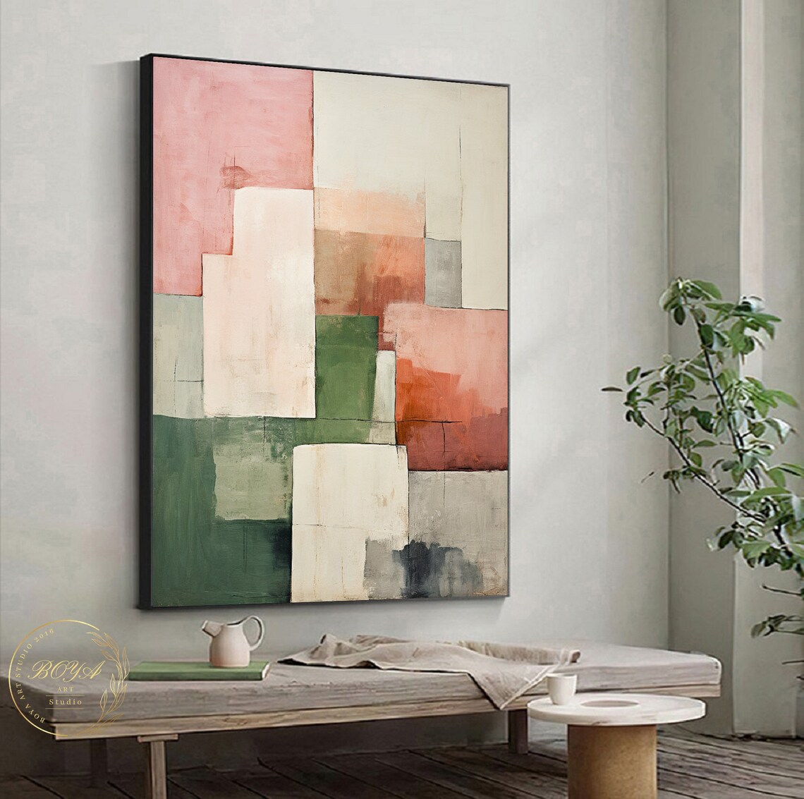 Beige Abstract Geometric Art Print, Minimalist - Image 2