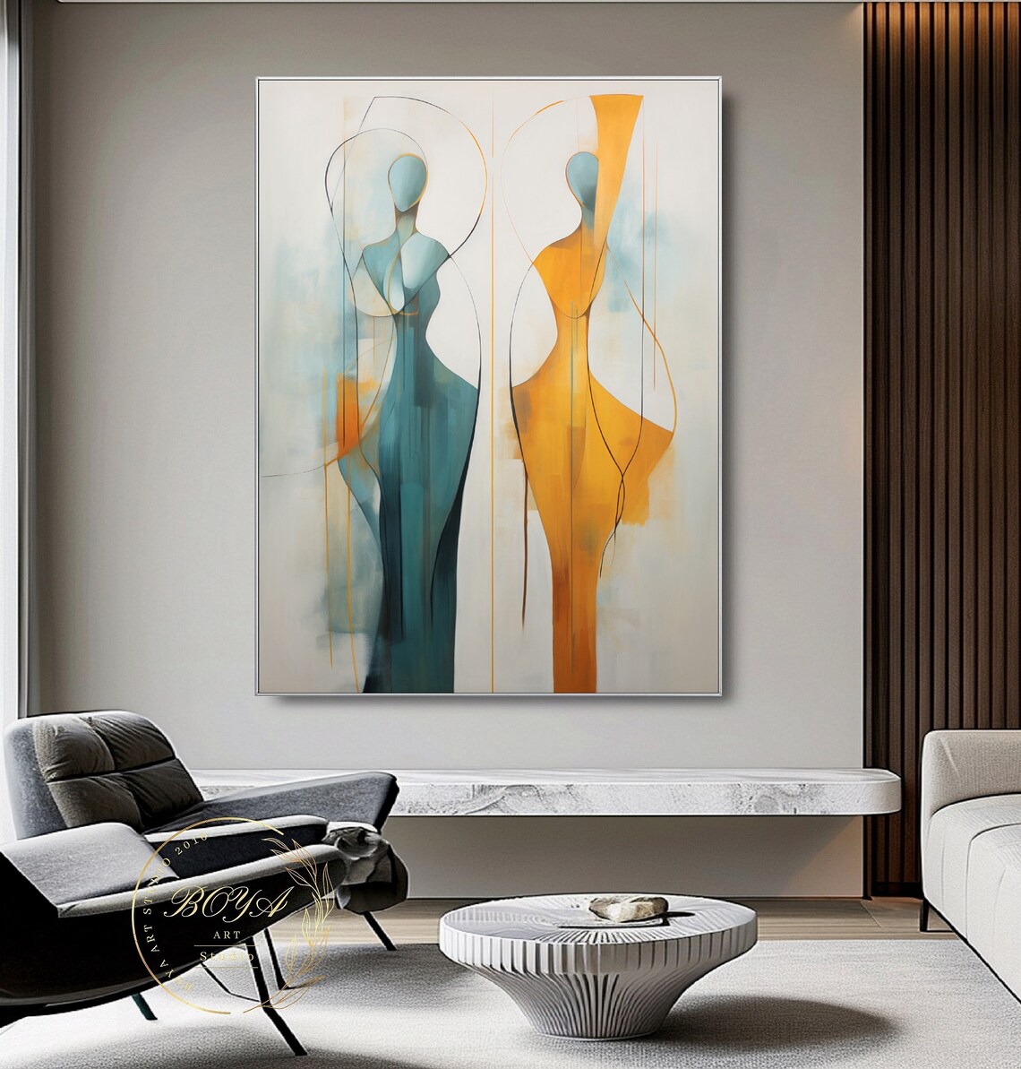 Minimalist Abstract Figure Painting, Modern Wall Art - Image 3