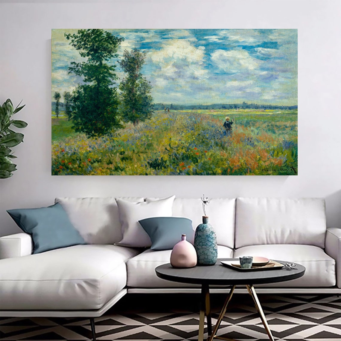 Monet Poppies Near Argenteuil Meadow Wildflowers Impressionist Poster - Image 3
