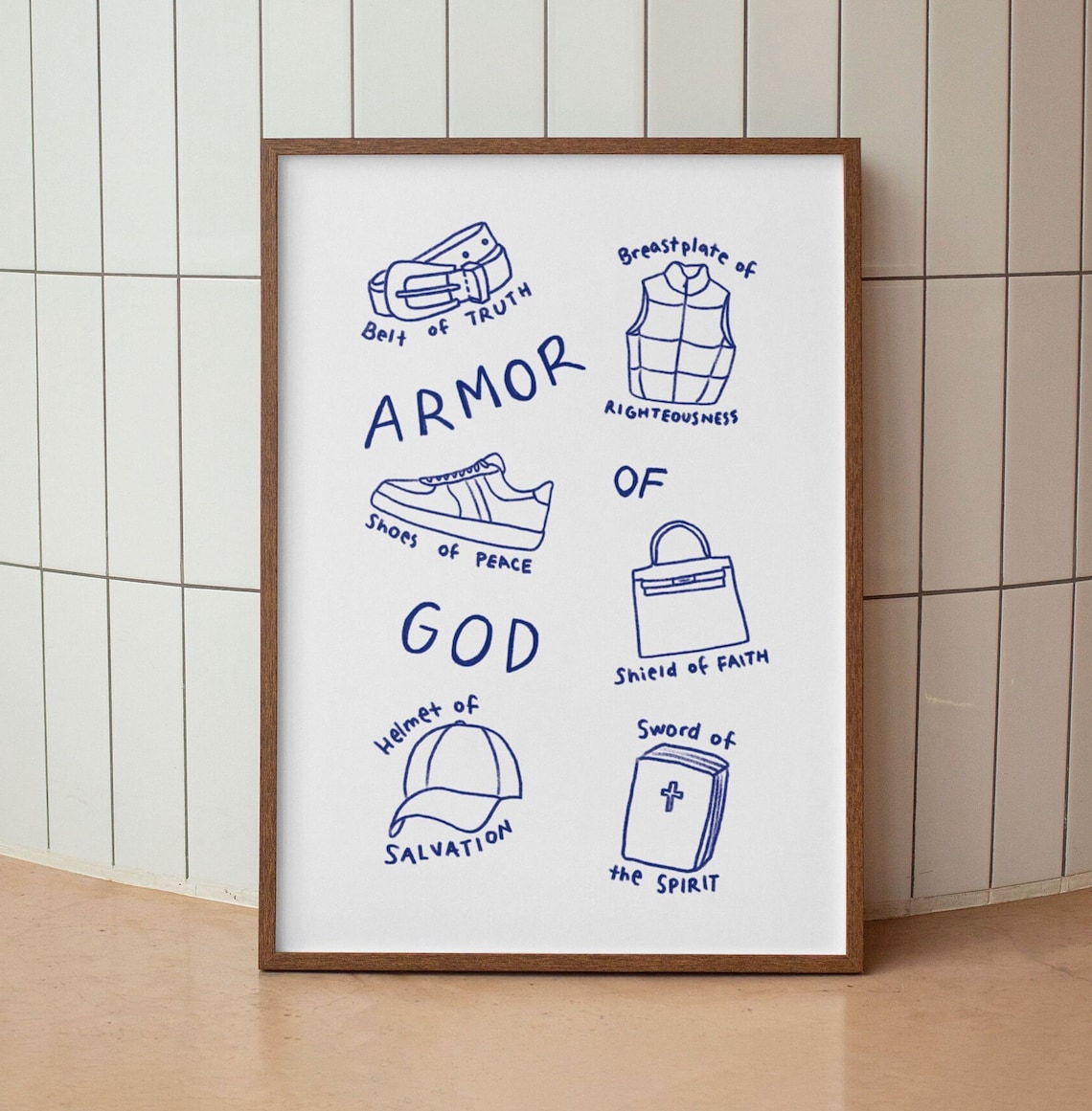 Armor Of God Bible Verse Art Print, Christian Decor