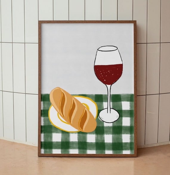 Bread And Wine Retro Aesthetic Christian Wall Art The Last Supper Modern Bible Verse Art Colorful Biblical Scripture Art Kitchen Decor Print