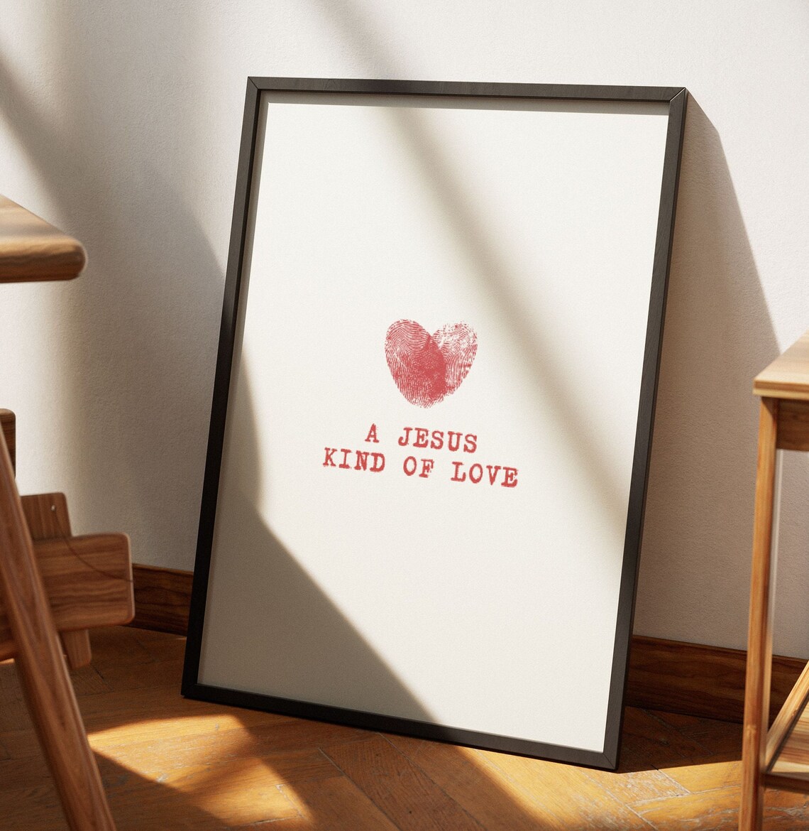 A Jesus Kind Of Love Red Fingerprint Heart Minimal Faith Poster