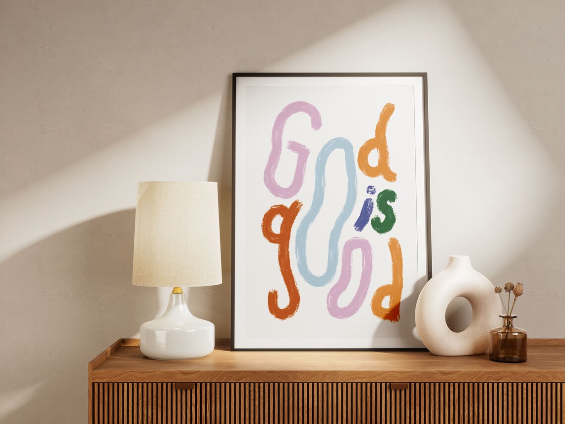 God Is Good Christian Wall Art, Retro Groovy Print - Image 2