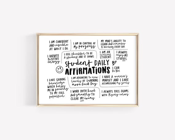 Daily Affirmations Poster Classroom Posters Positive School Wall Art Motivational Wall Art Printable Teacher Room Art