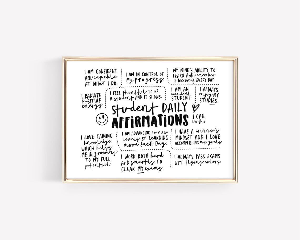 Daily Affirmations Poster Classroom Posters Positive School Wall Art Motivational Wall Art Printable Teacher Room Art