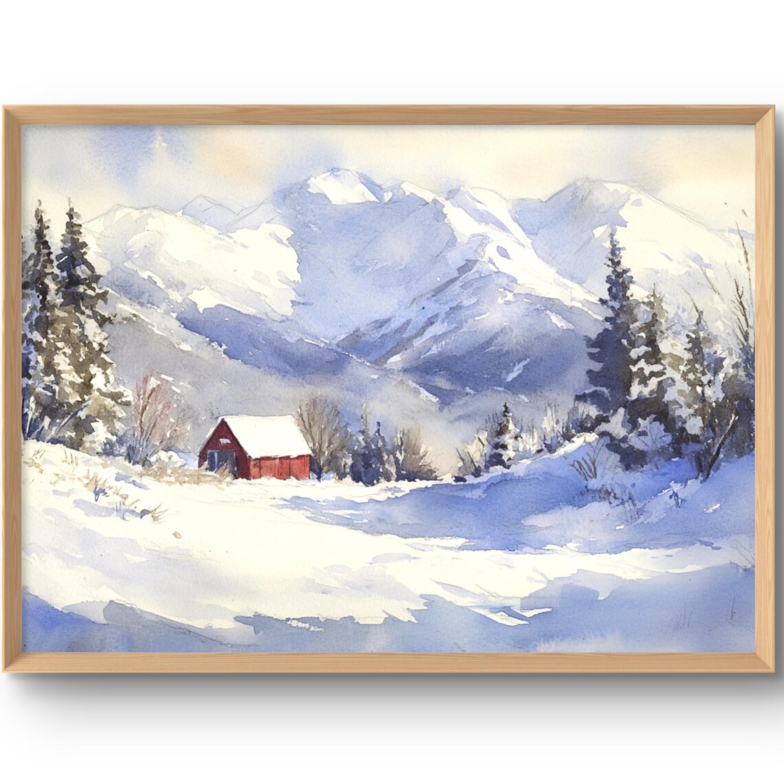 Rocky Mountains Watercolor Style Art Print