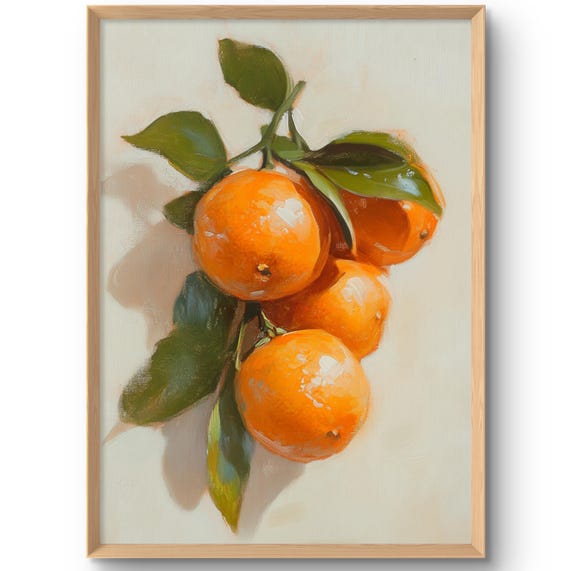 Mandarin Art Print Orange Tree Wall Citrus Decor Kitchen Fruit Farmhouse Artwork Poster Tangerines