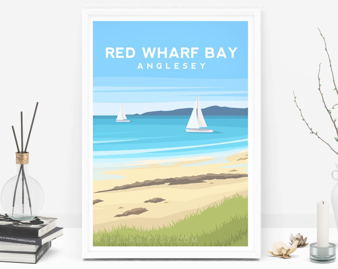 Red Wharf Bay Anglesey Travel Poster, North Wales
