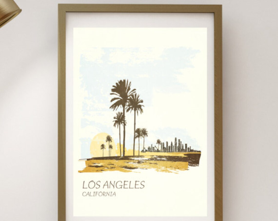 Los Angeles Retro Travel Poster, California Art Print