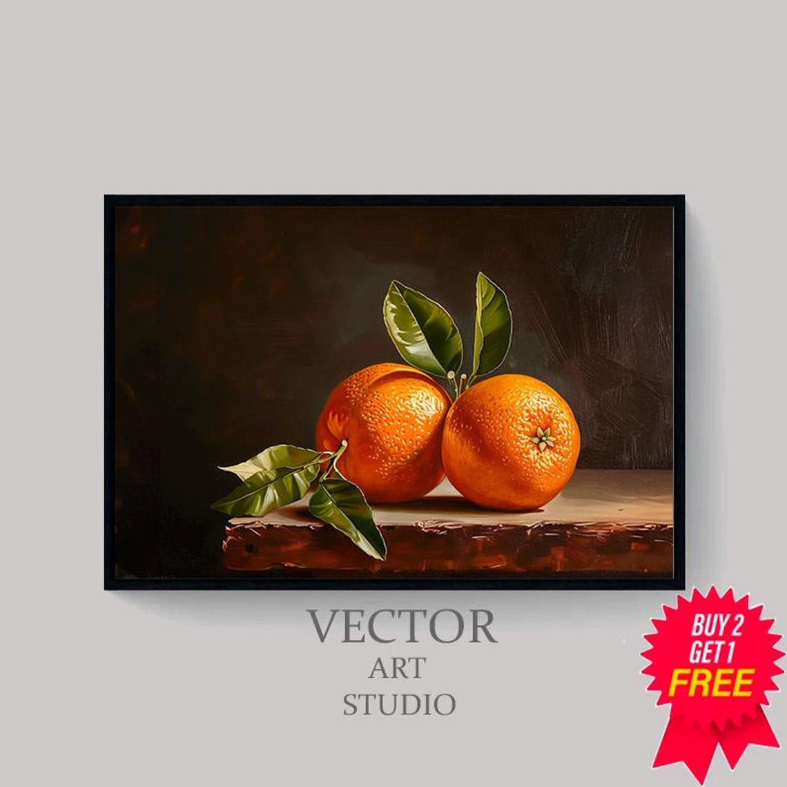 Clementine Still Life Oil Painting Kitchen Wall Art Moody Citrus Fruit Print French Country Decor Vintage Orange Tangerine - Image 4
