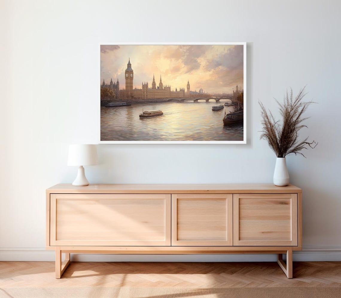 Sunset Glow over Big Ben and the River Thames London Wall Art - Image 2