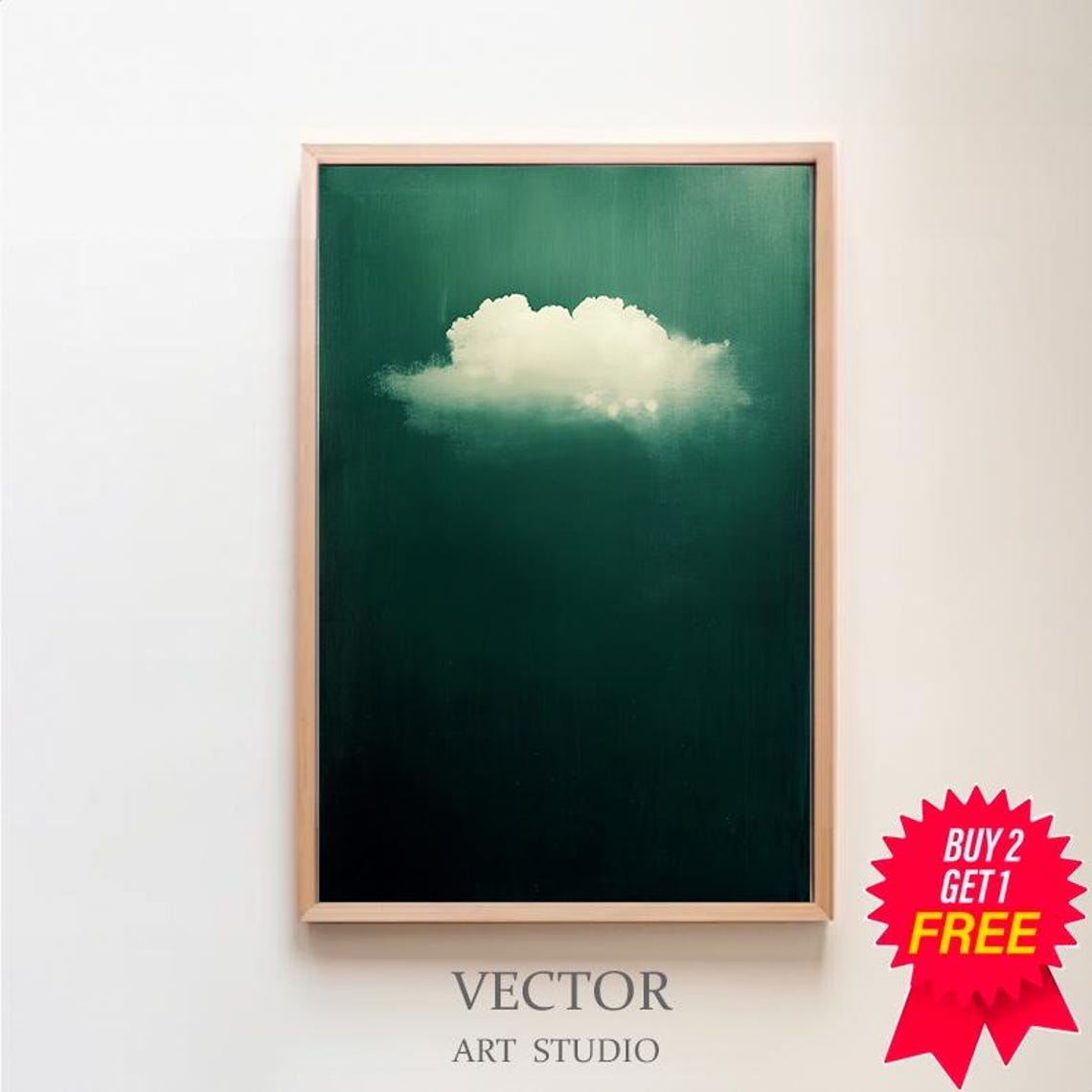 Emerald Green Cloud Wall Art Cloud Art Minimalist Wall Decor Cloud Print Moody Cloud Art Moody Art Nature Art