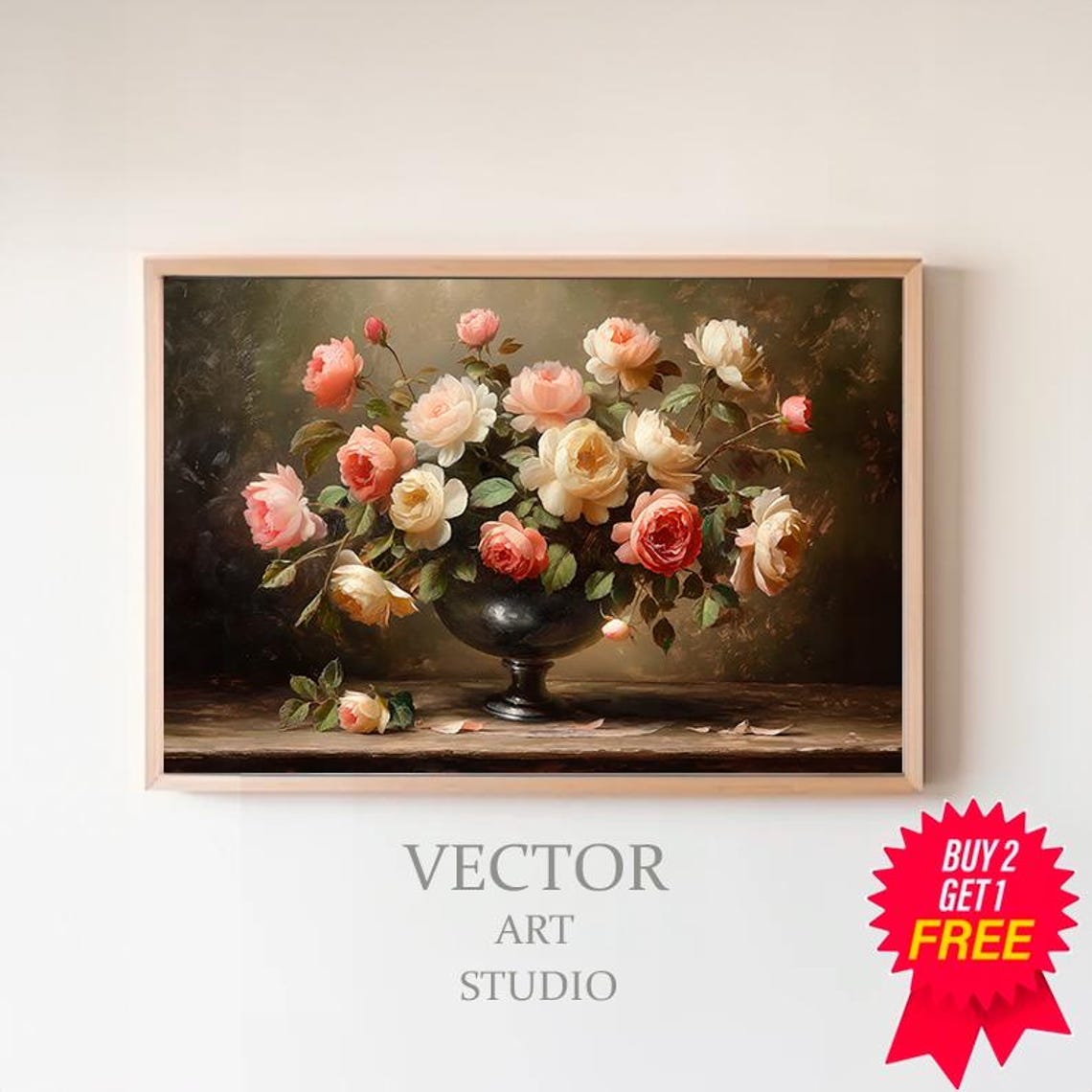 Moody Floral Print Vintage Art Moody Vintage Art
