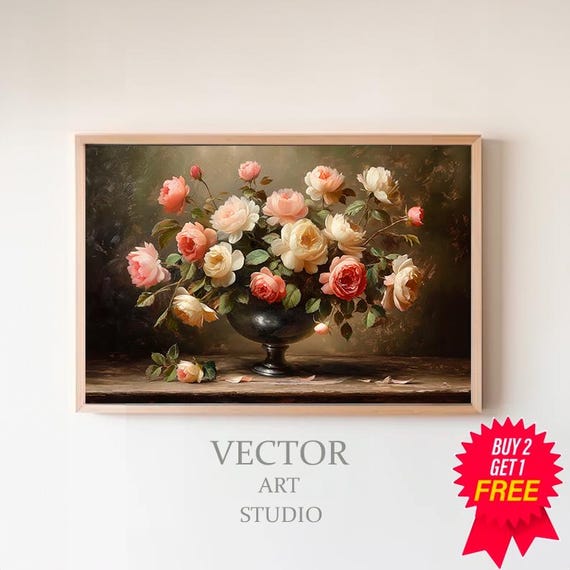 Moody Floral Print Vintage Art Moody Vintage Art