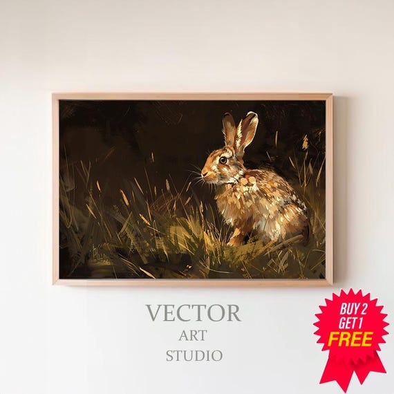 Dark Easter Frame Tv Art Neutral Bunny Painting Tv Rabbit Spring Screensaver Moody Easter Decor