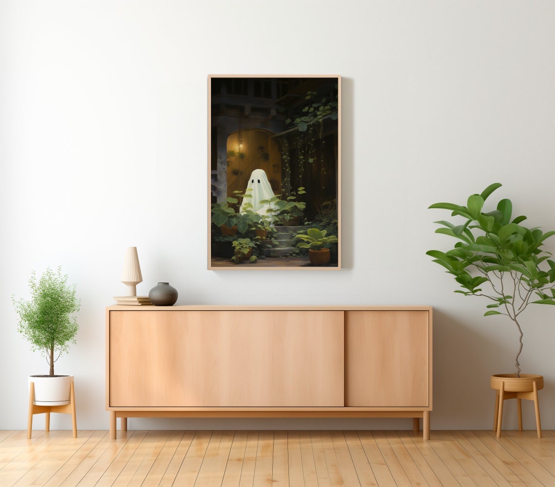 Ghost Sitting in Stone Archway Plant Garden Halloween Poster - Image 2