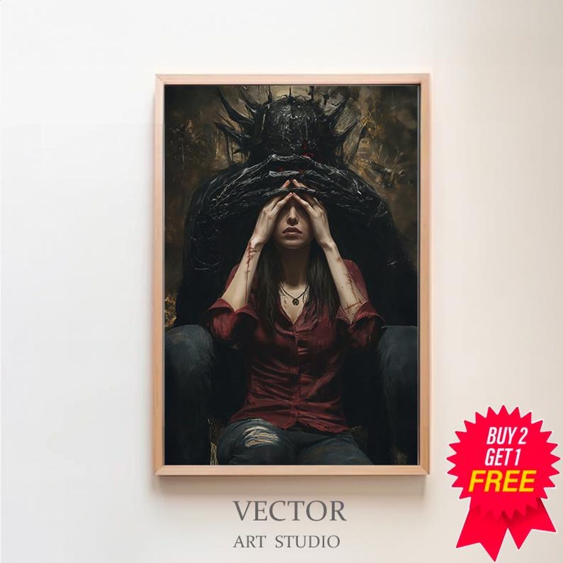 Devil Embrace Woman With Demon Hands Over Her Eyes Gothic Poster