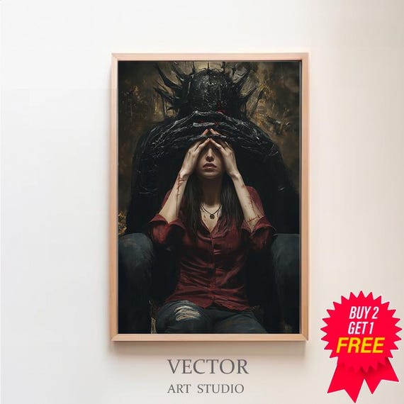 Devils Embrace Satan Poster Horror Art Occult Prints Creepy Poster Gothic Home Decor Gothic Wall Art Dark Academia Demon Pagan