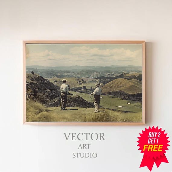 Vintage Golf Course Wall Art Golf Vintage Painting Landscape Art Print Wall Decor Golf Fan Gifts