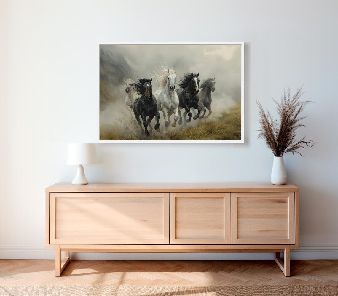 Arabian Horses, Vintage Landscape Art Print - Image 2