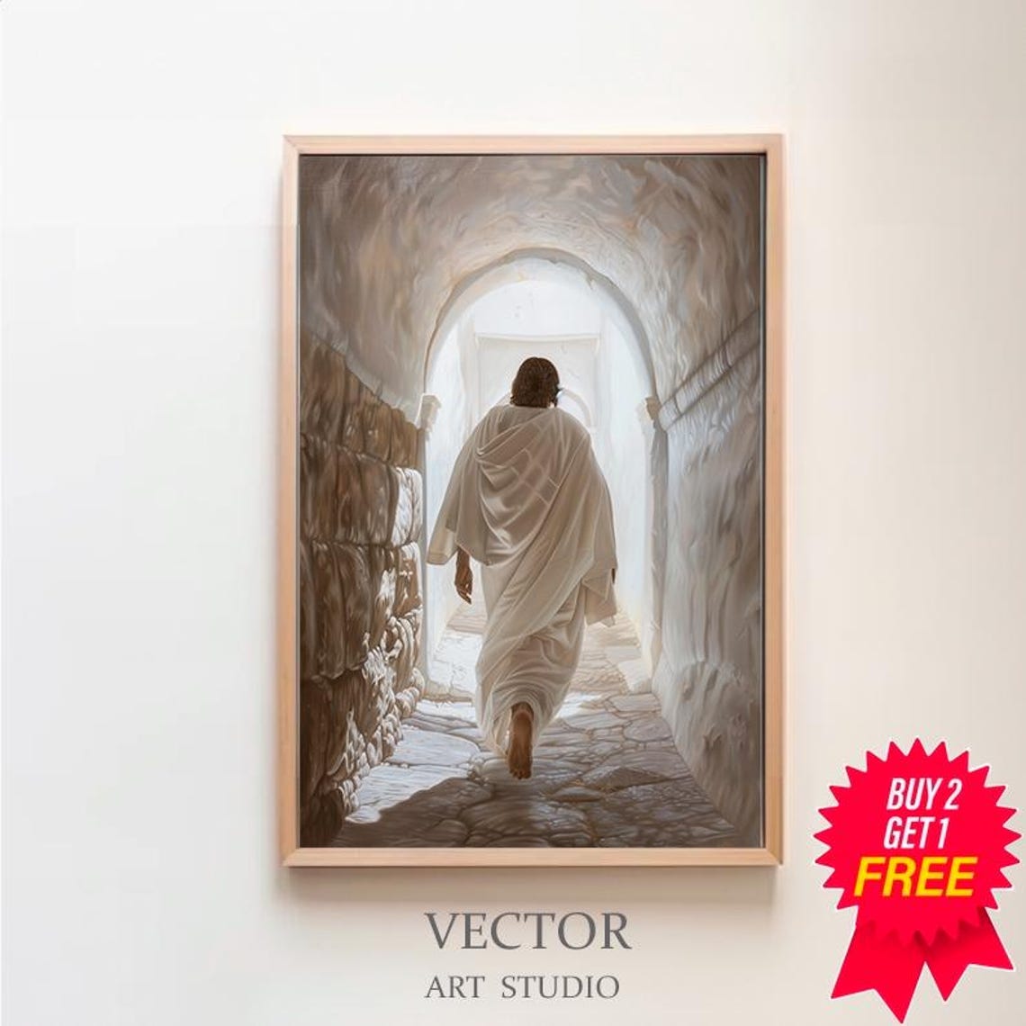 He Is Risen Jesus Leaving the Garden Tomb Easter Resurrection Poster