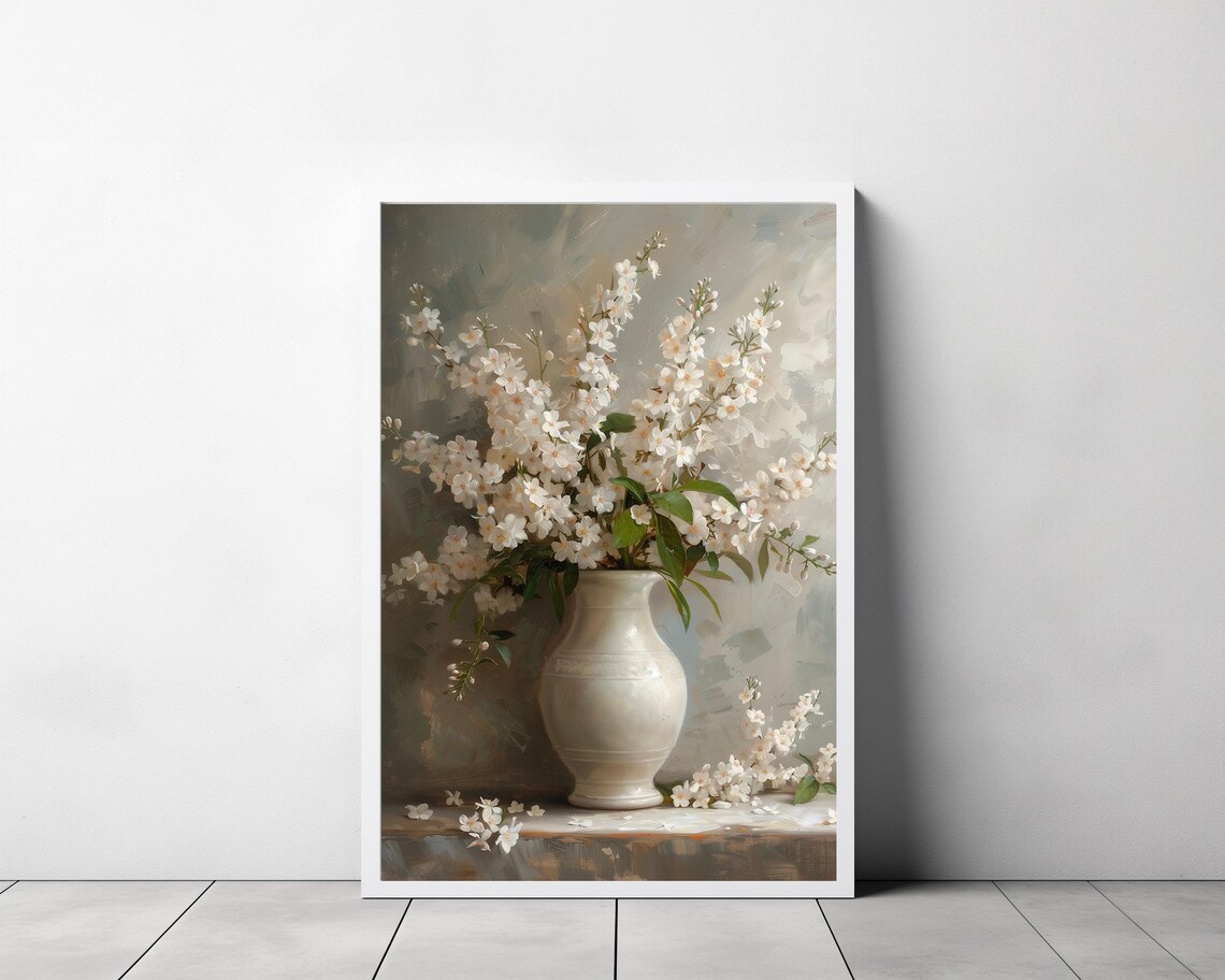 Spring Flowers In Vintage Vase, Muted Floral Art Print - Image 3