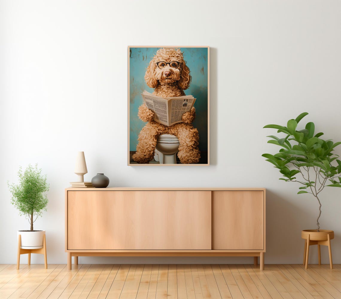 Goldendoodle Auf Toilette Badezimmer Bild Goldendoodle Geschenk Funny Picture Einrichtung Ideen Badezimmer Pets Gifts Wall Art Prints - Image 2