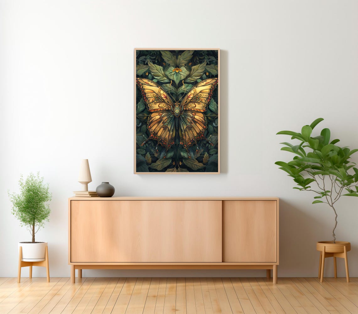 William Morris Inspired Butterfly Art Print Butterfly Print Butterfly Wall Art Large Wall Art Butterfly Decor Gift - Image 2