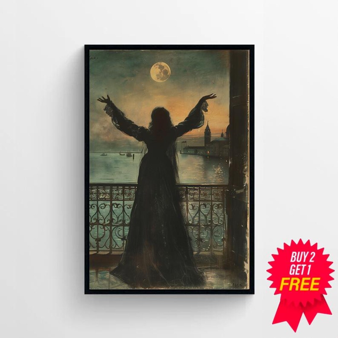 Luna Worship Vintage Gothic Witchcraft Art Print - Image 4